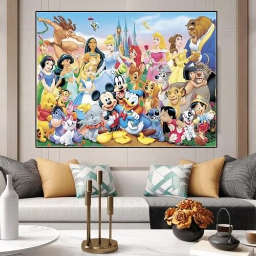 Catoon Snow White Cinderella Princess Poster Disney Watercolor Canvas Painting Print Art Wall Picture For Kid Home Decor Cuadros