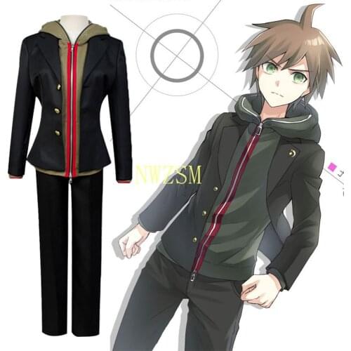 Danganronpa Cosplay Naegi Makoto Uniform Coat Hoody Pants Outfit Games Cosplay Costumes