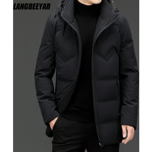 LANGBEEYAR Men's Long Down Jackets
