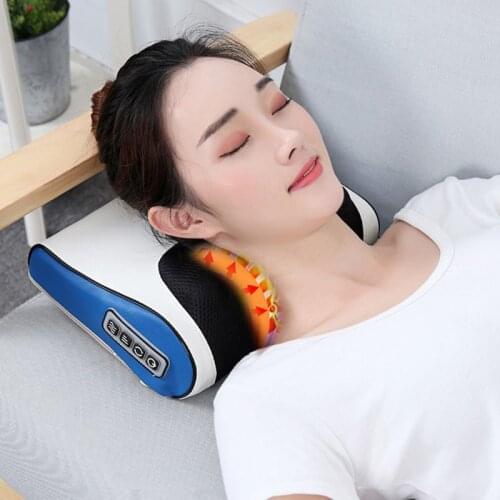 Neck Massager Roller Cervical Spine Massager Waist Shoulder Back Electric Multifunction Massage Pillow Chair Full Body Cushion