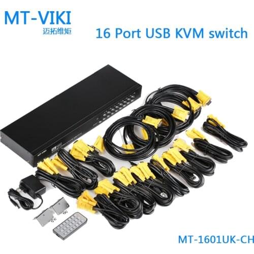 16 port usb kvm switch vga switcher with IR control support 1920*1440 16 in 1 out for DVR & games MT-1601UK-CH