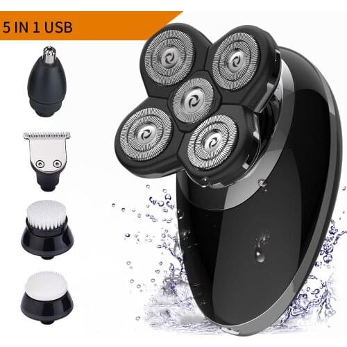 5 In 1 Men’s RechargeableShaverFloatingUSBQuickChargeSkullShaverBeardNoseEarHairTrimmerFacialCleanerElectricshaver6900