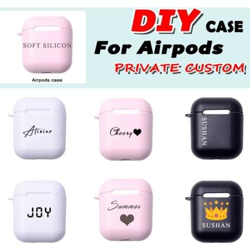 Custom name logo image Soft Silicon Matte Case For AirPods Case for Bluetooth Wireless Airpod Cover DIY Customized Photo Letters