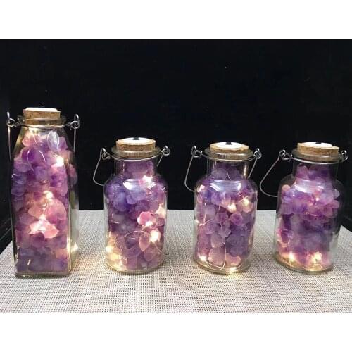 Natural Tibet Himalayan High Altitud Amethyst Quartz Crystal Cluster Wishing Bottle Lamp Spiritual Reiki Healing Home Decoration