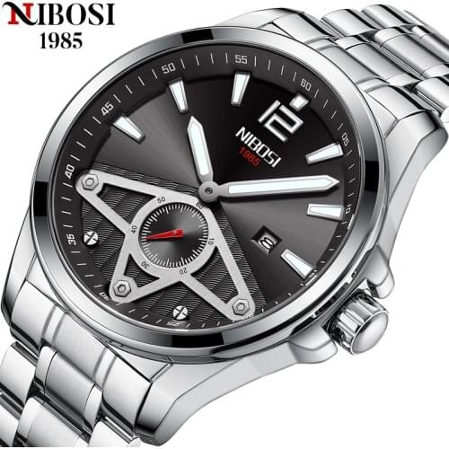 NIBOSI Mens Stainless Steel Watch