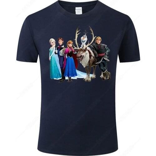 2021 New Summer Cotton Tee Frozen Print T Shirt Men Women Short Sleeve T-shirt Male Fashion Cool Streetwear Clothing J16