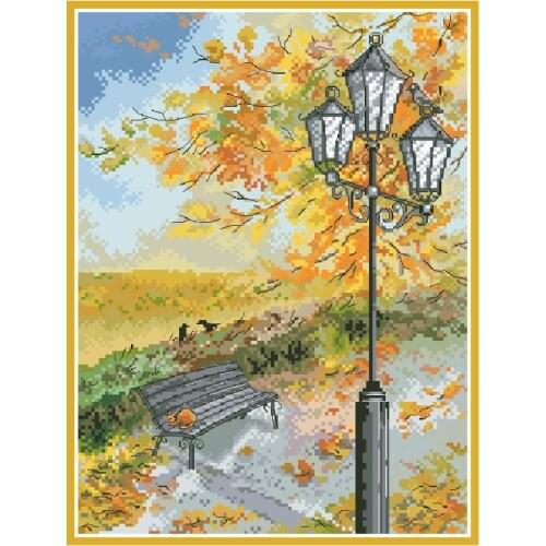 Fallen Leaves Stamped Cross Stitch Patterns Embroidery Needlework Kits Printed 11CT 14CT DIY Crafts Home Decor Scenery Paintings