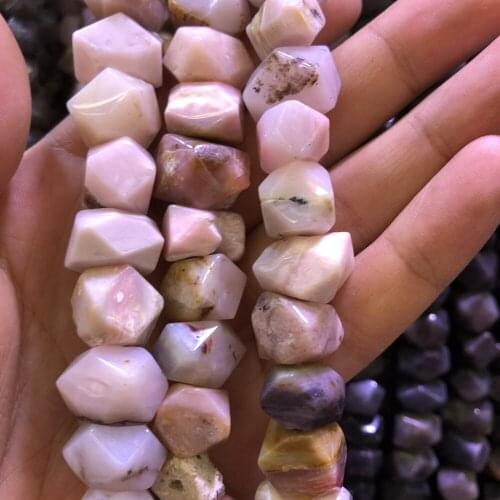 Wholesale 2strings Natural Faceted Pink Opal Gem Stone Nugget Beads,Genuine Gem Jewelry Making Beads,15.5"/str
