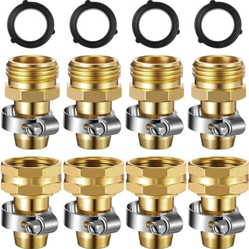 Practical 4 PCS 3/4 Inch Garden Hose Mender End Repair Kit Garden Hose Repair Connector Male and Female Garden Hose Fittings