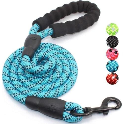 Strong Pet Dog Leash Climbing Rope Reflective Thread Night Safe Padded Handle Nylon Running Leashes for Small Large Dogs