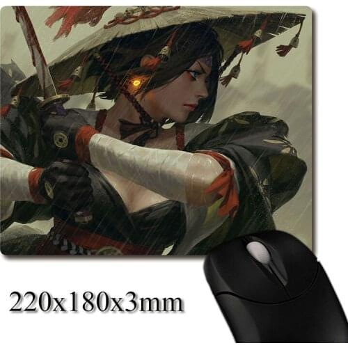 A girl holding the samurai bloody sword CG printed Heavy weaving anti-slip rubber pad office mouse pad Coaster Party favor gifts