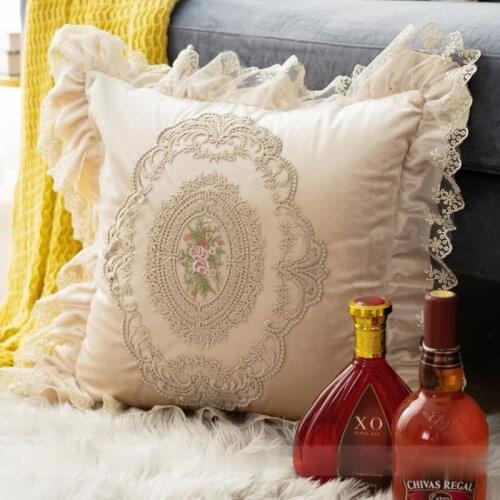 Luxury European Cushion Covers Decorative Cushion Cover Lace Throw Pillow Cover French Embroidery Pillow Cases Home Decor