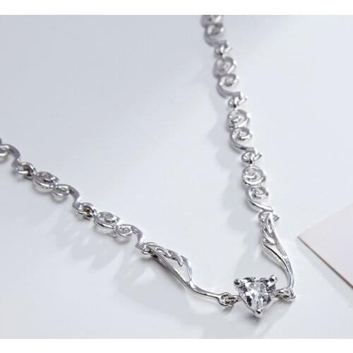 Chic Sailor Moon Heart Crystal Wave Wing Pendant Necklace For Women Girl Elegant Creative Cute Choker Necklace Trendy Jewelry