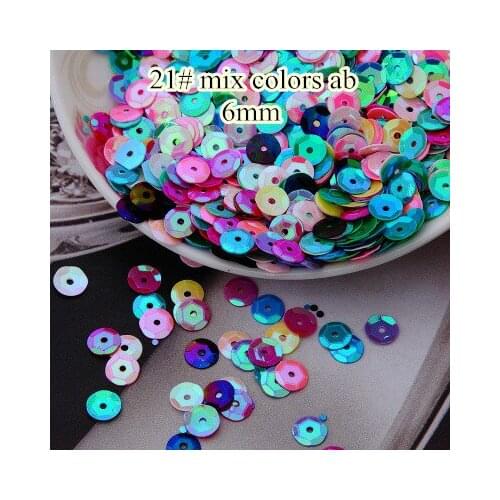 Loose Sequins 50g 6mm Cup Round Sequin Paillettes Sewing Decoration Artesanatos Acessorios Costura 21# Mix Colors AB Confetti