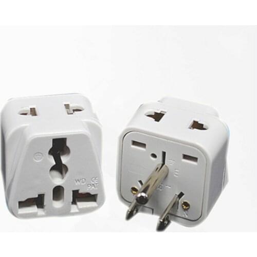 10pcs/lot Universal Travel Power Plug Adapter 3pin AU/UK/EU to US Thailand USA Canada Adaptor Converter AC Power Plug Connector
