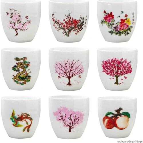 Japanese Sakura Cup Cold Temperature Color Changing Flower display Sake Cup Ceramic Tea Cup Tea Cups