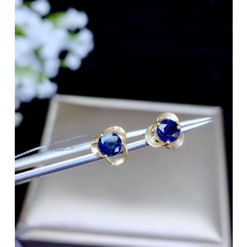 Blue sapphire gemstone earrings for women jewelry with 18K Gold hot selling gift style