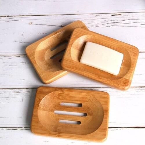 1pc Eco-friendly Natural Bamboo Wood Soap Tray Bathroom Shower Soap Tray Dish Storage Stand Soap Holder Bathroom Products