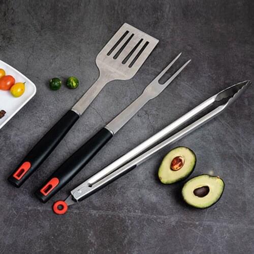 3Pcs Barbecue Tool with Hanging Hole Stainless Steel Outdoor Camping Accessories