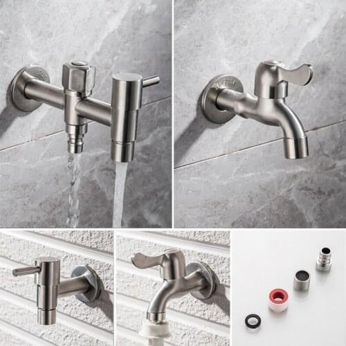 304 Stainless Steel Garden Faucet Wall Mounted Brushed Outdoor Bibcock Garden Wash Basin Mop Lengthen Faucet Torneira parede