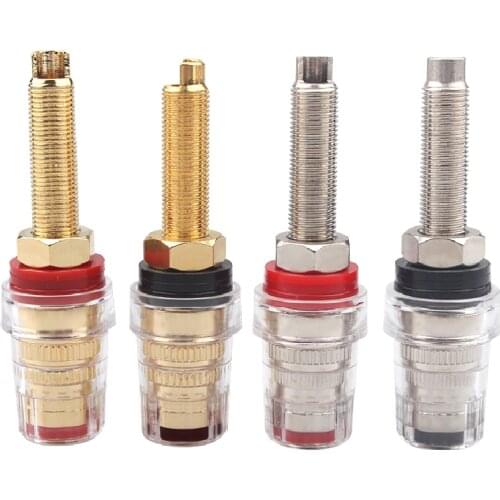 4Pcs Crystal Transparent HiFi Audio Binding Post Amplifier Banana Plug Interface Free Welding Long Posts