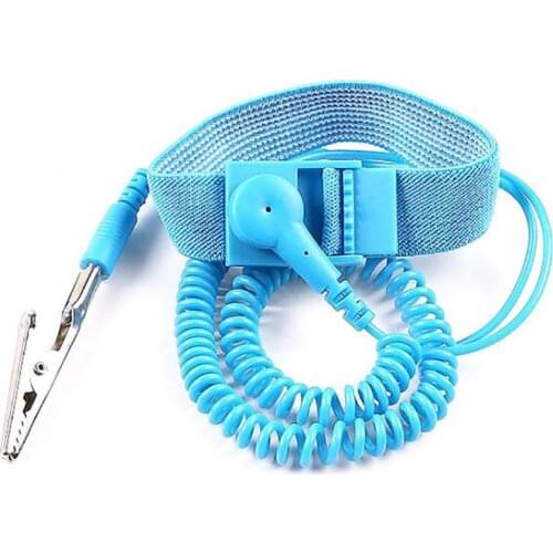 Anti Static ESD Wrist Strap, Antistatic Bracelet with 1.8m Grounding Wire - Static-Release Wristband with Alligator Clip, Blue