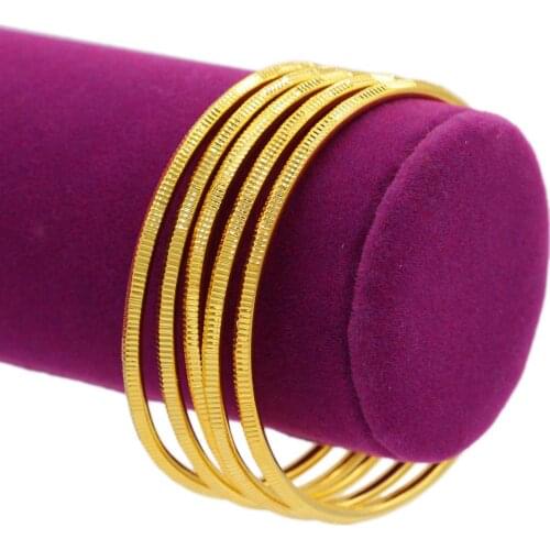 PINXUN 5pcs/lot Streak Ethiopian Bangle Women Fashion Gold Color Dubai Wedding Gift African Arab Bracelet Party Jewelry XTE14