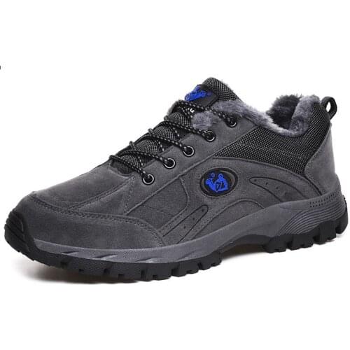 Winter Men Ankle Snow Boots Unisex Casual Leather Shoes Outdoor Mens Hiking Boots Couples Sneakers Warm Fur Military Bot Lovers