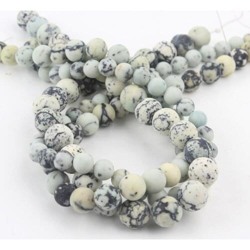 4 6 8 10mm Natural Stone Frosted Yellow Skin White Turquoises Loose Spacer Beads Making For Jewelry DIY Bracelet Necklace 15Inch