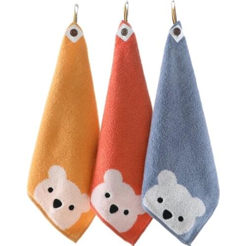 Children Towels Baby Face Towel Cute Cartoon Bear Pattern Hangable Hand Towel Soft Cotton Towels Kids Bathroom Products