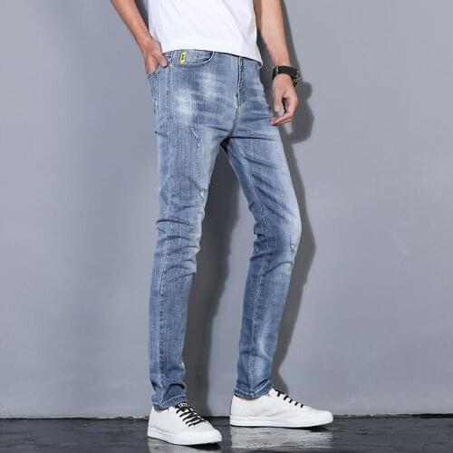 Mens high quality slim-fit Hole ripped jeans 2021New Style Business Fashion Denim Slim Fit Jean Trousers Male Brand Pants 28-36