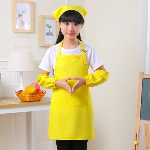 Childrens apron kids Kindergarten drawing clothes art advertising apron hat sleeves print logo black white 12 colors