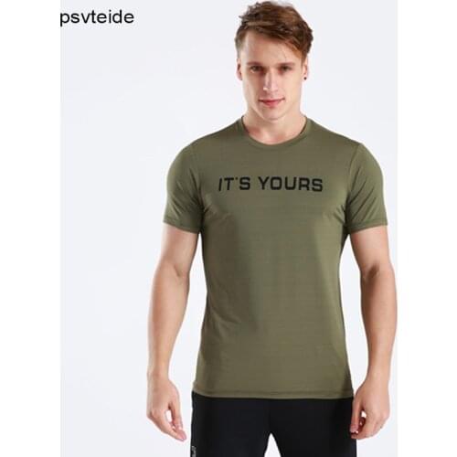 Running TShirt Army Green Gym Shirt Short Sleeve O-neck Sport Shirt Men Fitness Workout Clothing Running Shirts For Men Slim Tee