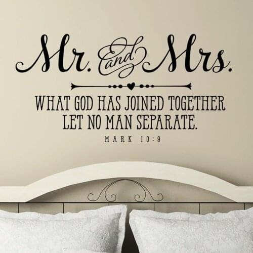 Mr. and Mrs. Wall Decal Christian Quote Bible Verse About Love Couple Bedroom Home Decor Wedding Decals Vinyl Wall Sticker S886