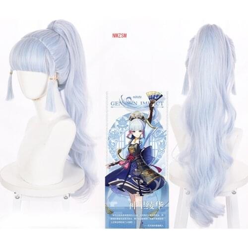 Genshin Impact Anime Game Inazuma Character Ayaka Cosplay Wig Costume Accessories Ayaka Cosplay Hair