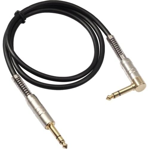 Guitar Cable, Straight Head to 90 Degree Elbow Head 6.35mm Male to Male Plug Stereo Electric Guitar Audio Cable
