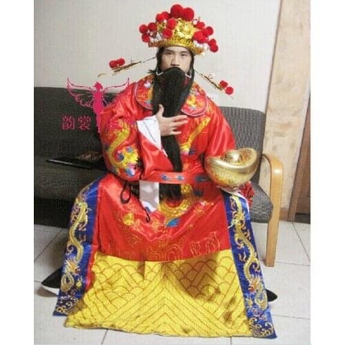 Chinese Folk Four Gods Fu(good fortune) Lu(official pay) Shou(longevity) Xi(Wedding) Stage Show Costume Traditional Opera
