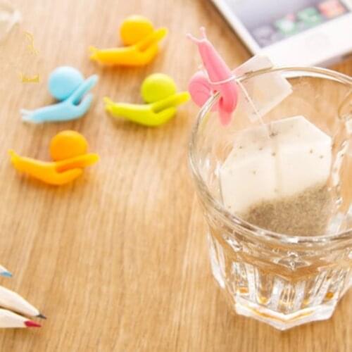 2Pcs Set Snail Silicone Tea Brewer Cup Edge Pendant Tea Bag Holder Cup Differentiated Label Snail Hanging Tea Bag