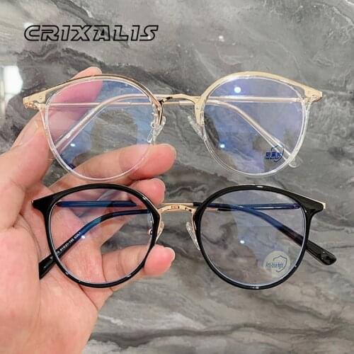 Round Anti Blue Light Computer Glasses Women Men Prescription Reading Ladies 2021 Eyeglasses Frame Radiation Protection Lens
