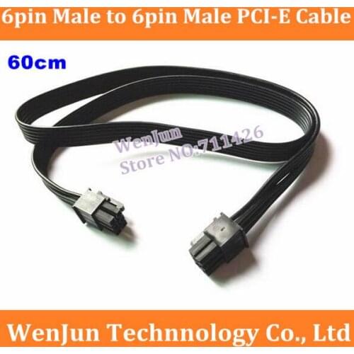 Top Selling 60cm PCIE 6Pin Male to 6 Pin Male PCI-E GPU Power Cable 1007 18AWG Refined Wire For video card