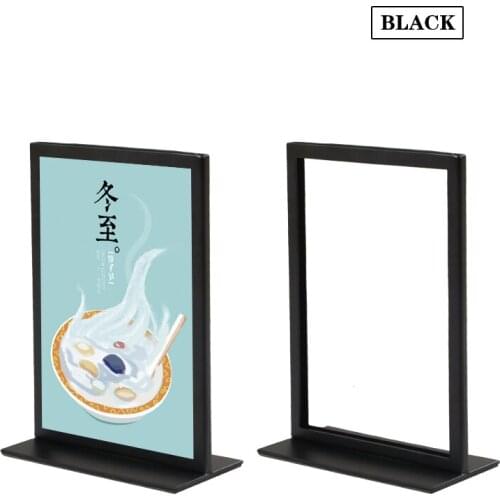 Linliangmuyu Top Guality A5 Two-side Table Interior Poster Display Stand In Store Black Powder Coated Surface Finish HB35-08