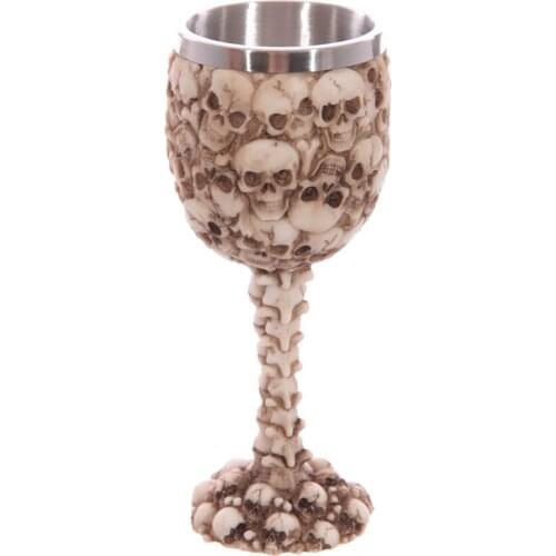 Best Promotion 210ml Skull Skeleton Stainless Steel with Bone Wine glass Crystal Skull Head Vodka 3D Novelty water glass