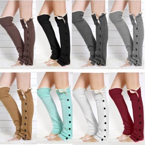 Fashion Slouchy Button Design Leg Warmers Winter Lace Knitted Leg Warmers Down Boot Covers 8 colors, 100Pair