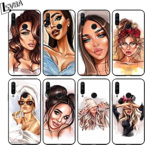 Fashion City Girl for Huawei Honor 30 20 10 9S 9A 9C 9X 8X MAX 10 9 Lite 8A 7C 7A Pro Silicone Black Phone Case