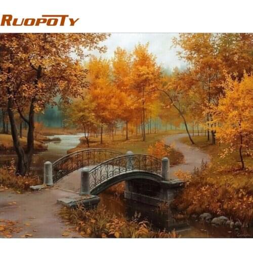 RUOPOTY Frame Autumn Landscape DIY Painting By Numbers Wall Art Decor Handpainted Oil Painting For Home Decor Artwork 40x50cm