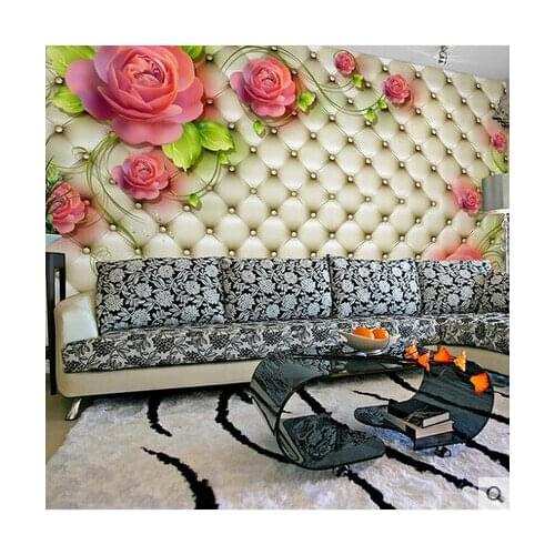 3D Photo Mural Poster Wallpaper Flower with Paste for Living Room TV Wall Paper Self Adhesive papel parede quarto
