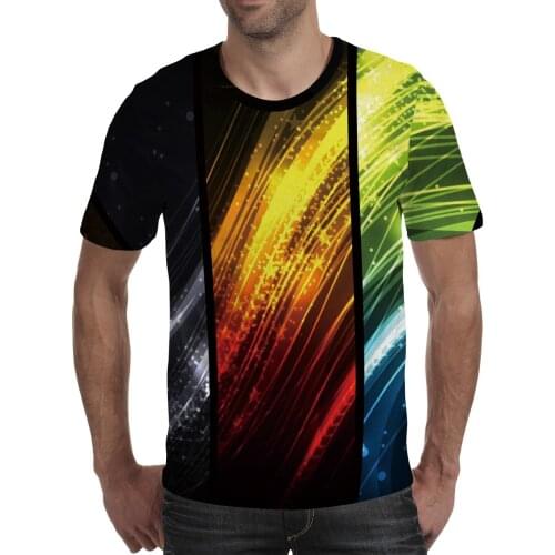 2021 New Summer Mens O-neck T-shirt Mens 3D Lightning Art Design Interesting Funny Short-sleeved T-shirt