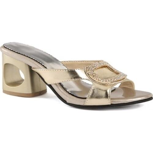 2020 New Arrival Block High Heels Open Toe with Buckle Slingbacks Flip-flop Slides Summer Sandals Women Shoes