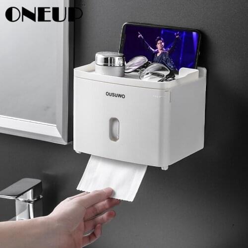 ONEUP Bathroom Multifunction Toilet Paper Holder Creative Waterproof Storage Box Wall Mount Tissue Box Bathroom Accessories Sets