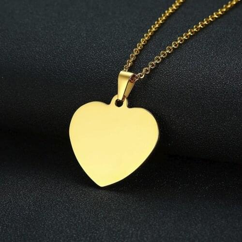 Vnox Simple Heart Pendants for Women Men Necklace Plain Stainless Steel Choker Classic Unisex Jewelry